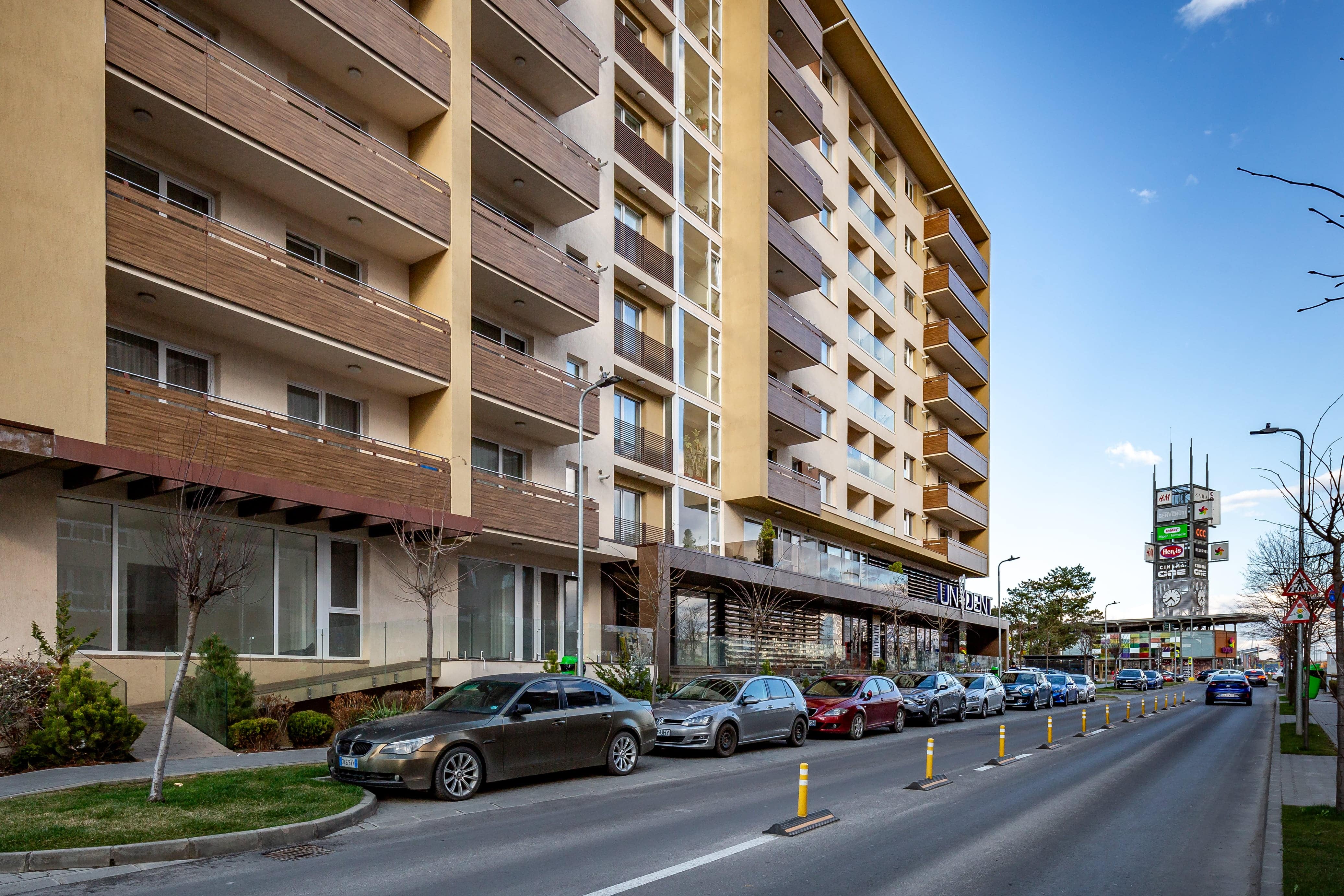 Exterior view of the apartment building